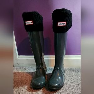 Hunter Rain Boots with fleece socks